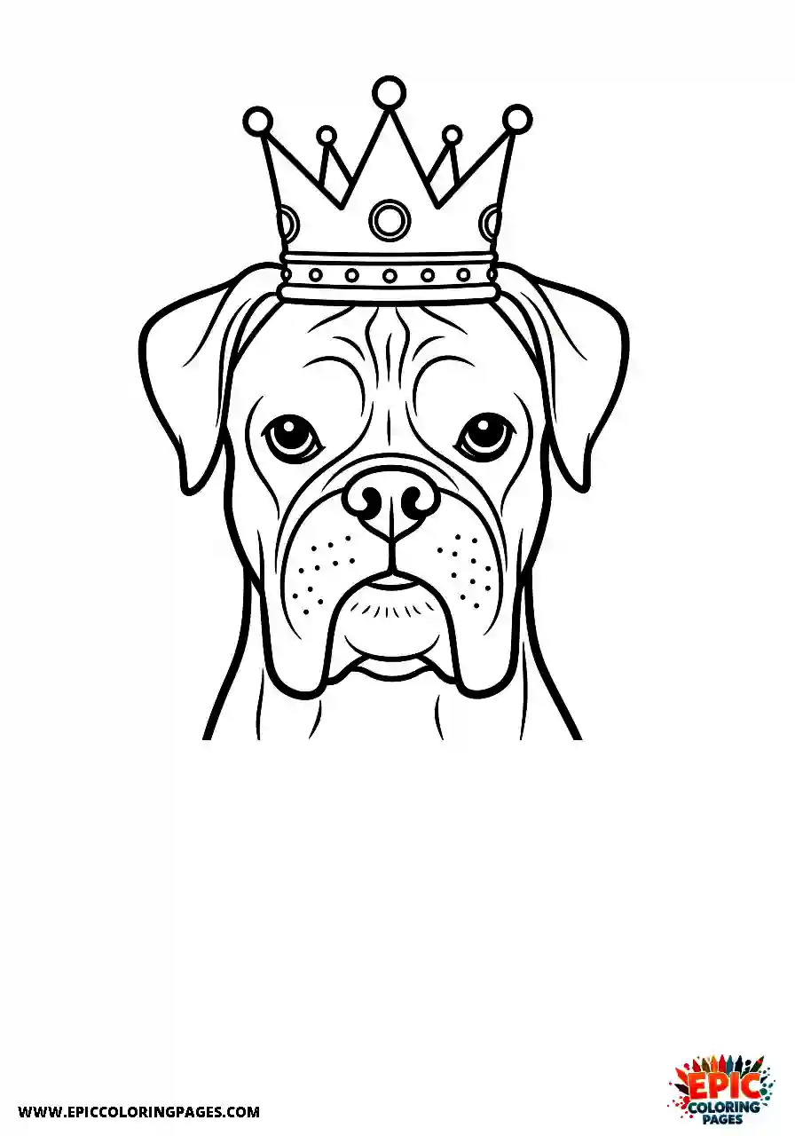 Boxer Boxer dog pup wearing a crown as king of the house