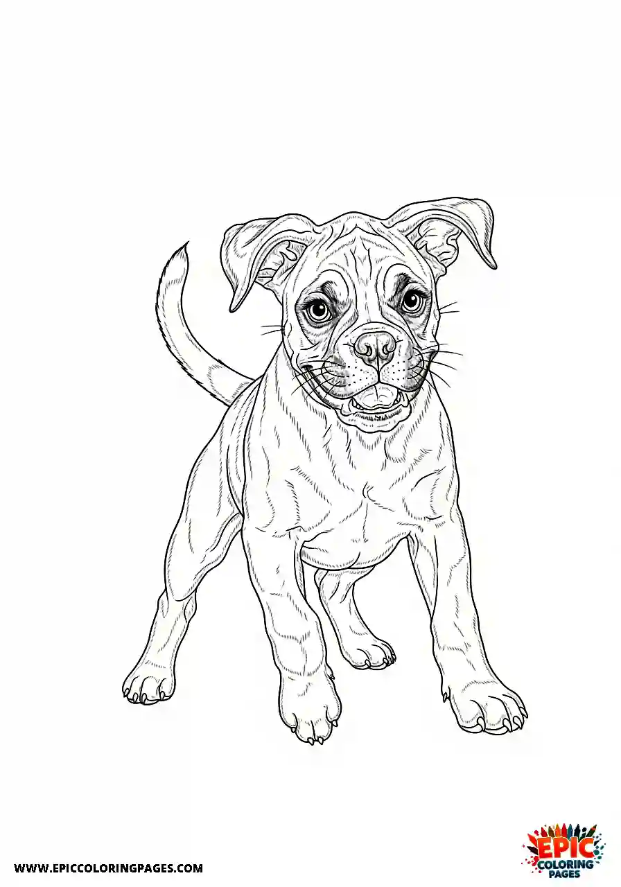 Boxer Boxer dog puppy spinning around playfully chasing itself