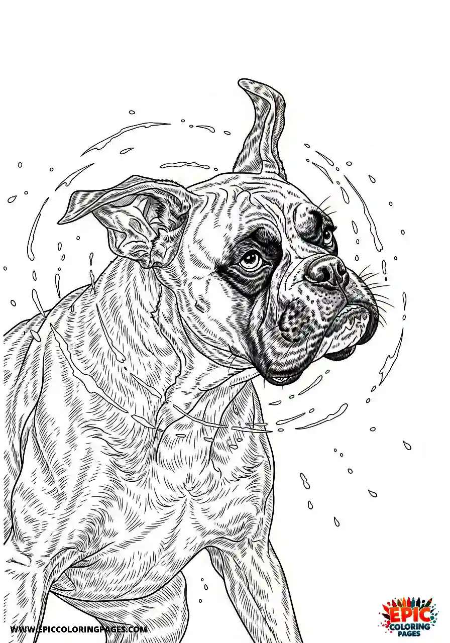 Boxer Boxer dog shaking off excess water after a long swim