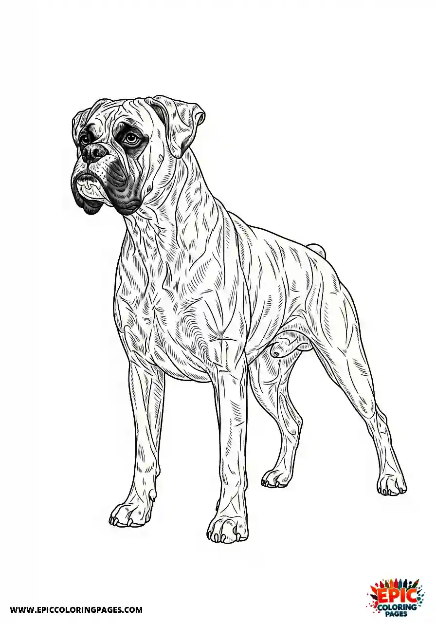 Boxer Boxer dog standing proudly with strong athletic muscles