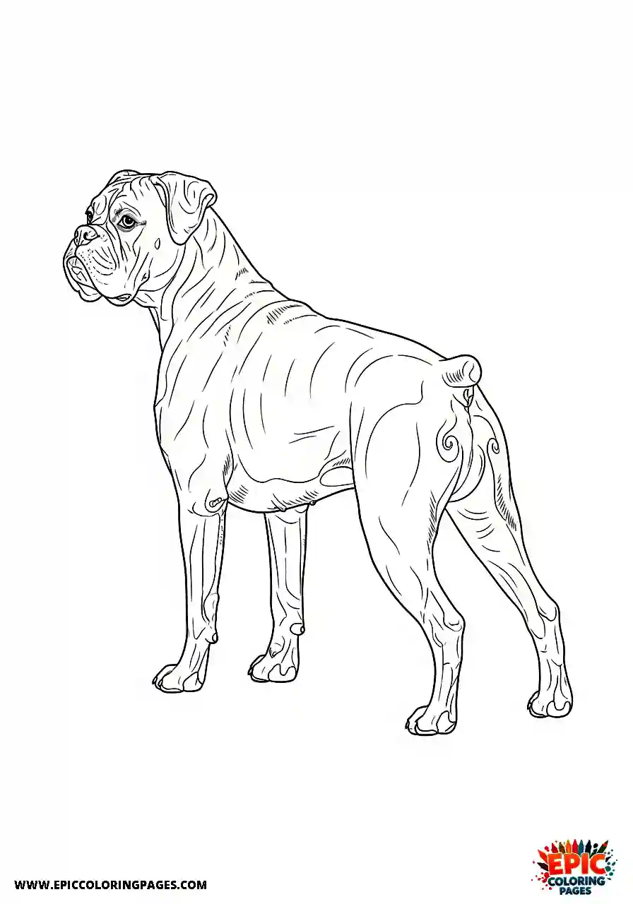 Boxer Boxer dog in a strong athletic posture seen from behind
