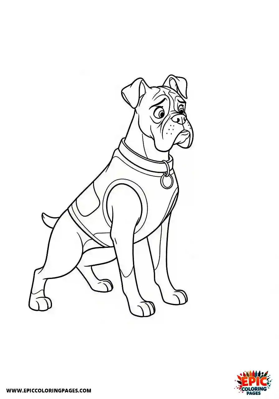 Boxer Cartoon style boxer dog with a puzzled expression while tracking a flying animal
