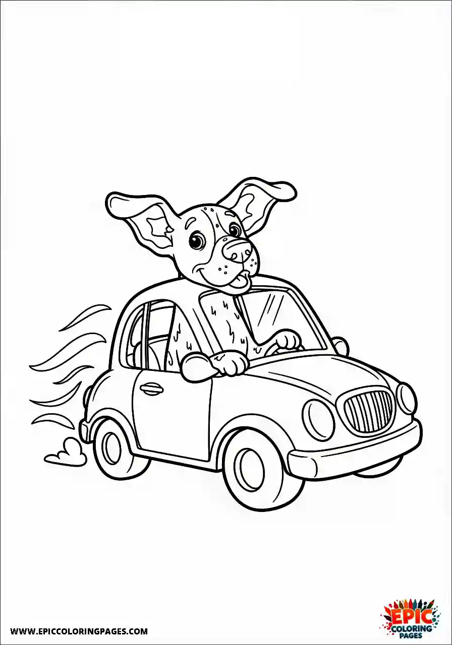 german shorthaired pointer Cartoon style german shorthaired pointer riding in a moving vehicle with its head sticking out the window