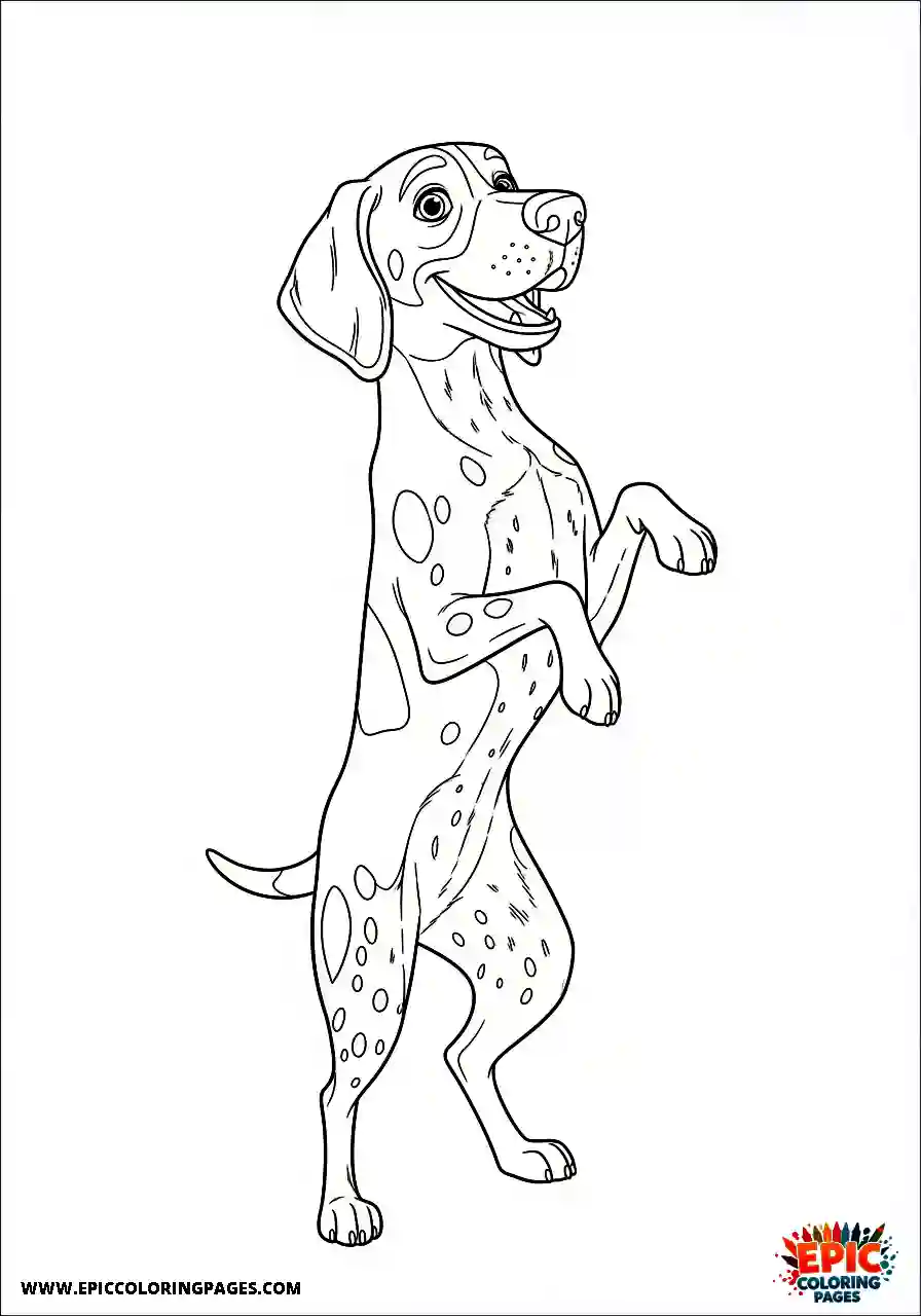 german shorthaired pointer Cartoon style german shorthaired pointer standing entirely upright on its back legs while performing an agility routine