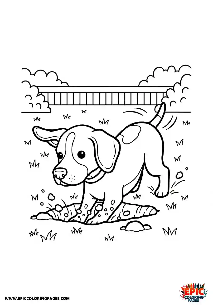 german shorthaired pointer Chibi style german shorthaired pointer enthusiastically digging a deep hole in the backyard dirt
