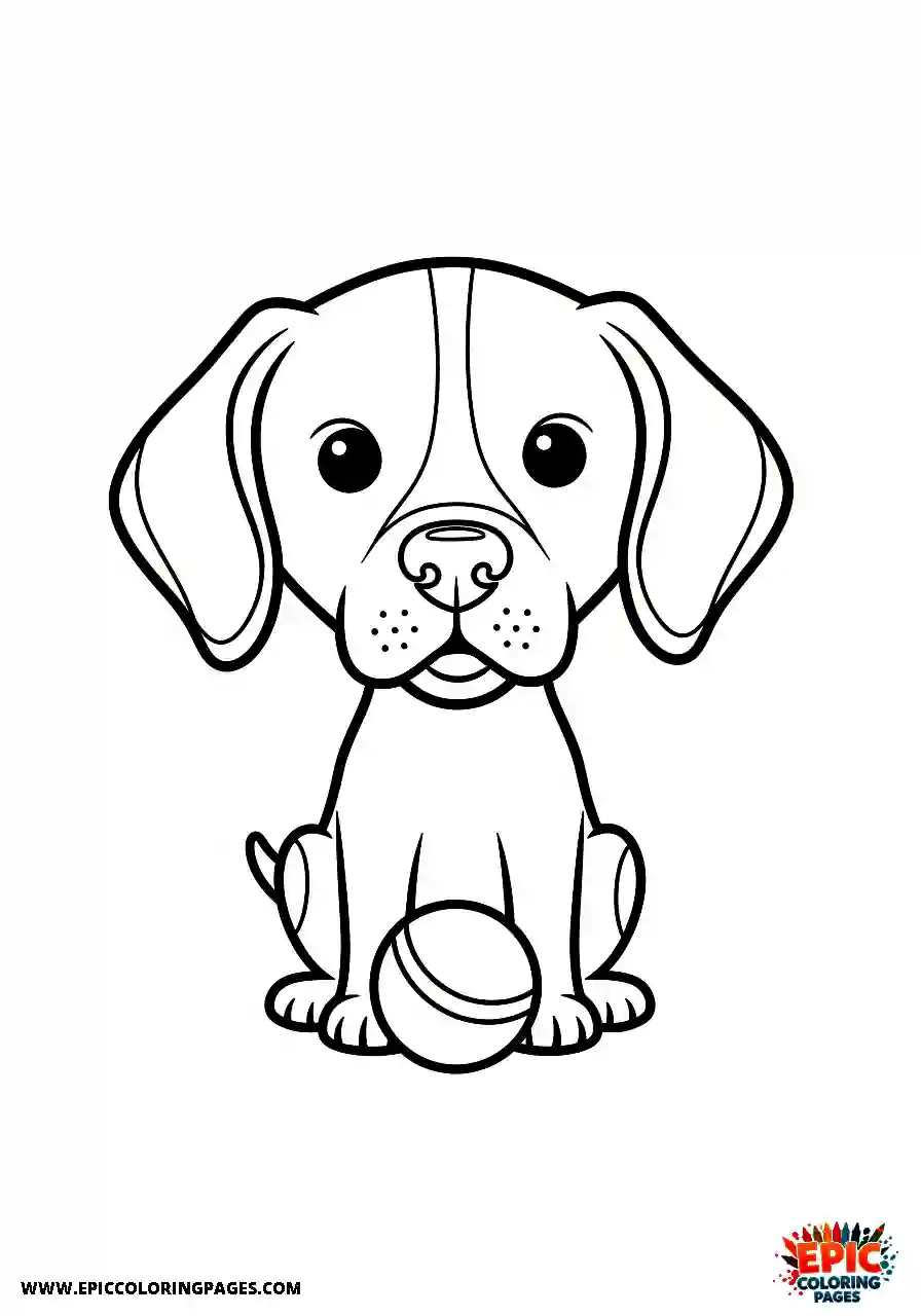 german shorthaired pointer Chibi style german shorthaired pointer waiting playfully near a round toy