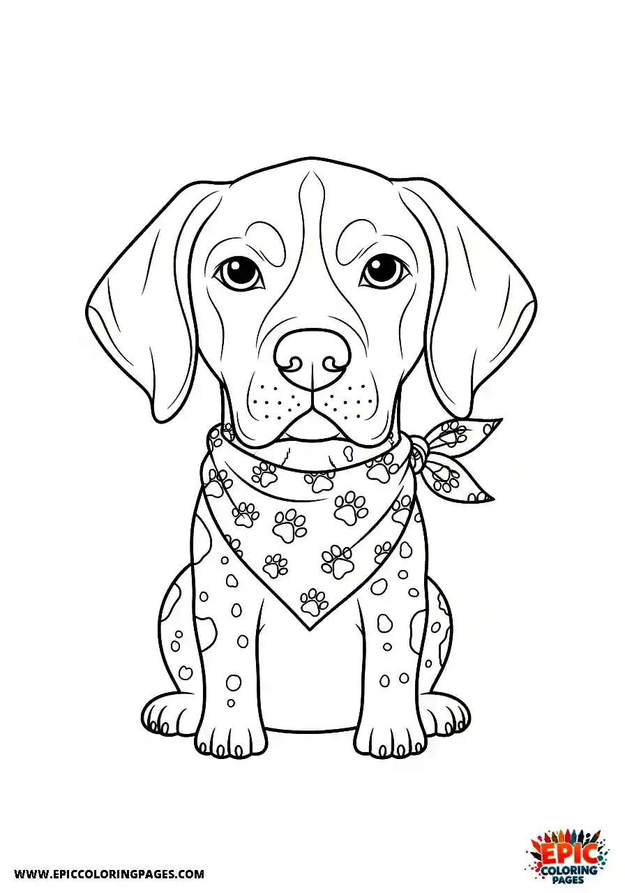 german shorthaired pointer Chibi style german shorthaired pointer wearing a patterned fabric bandana wrapped around its neck