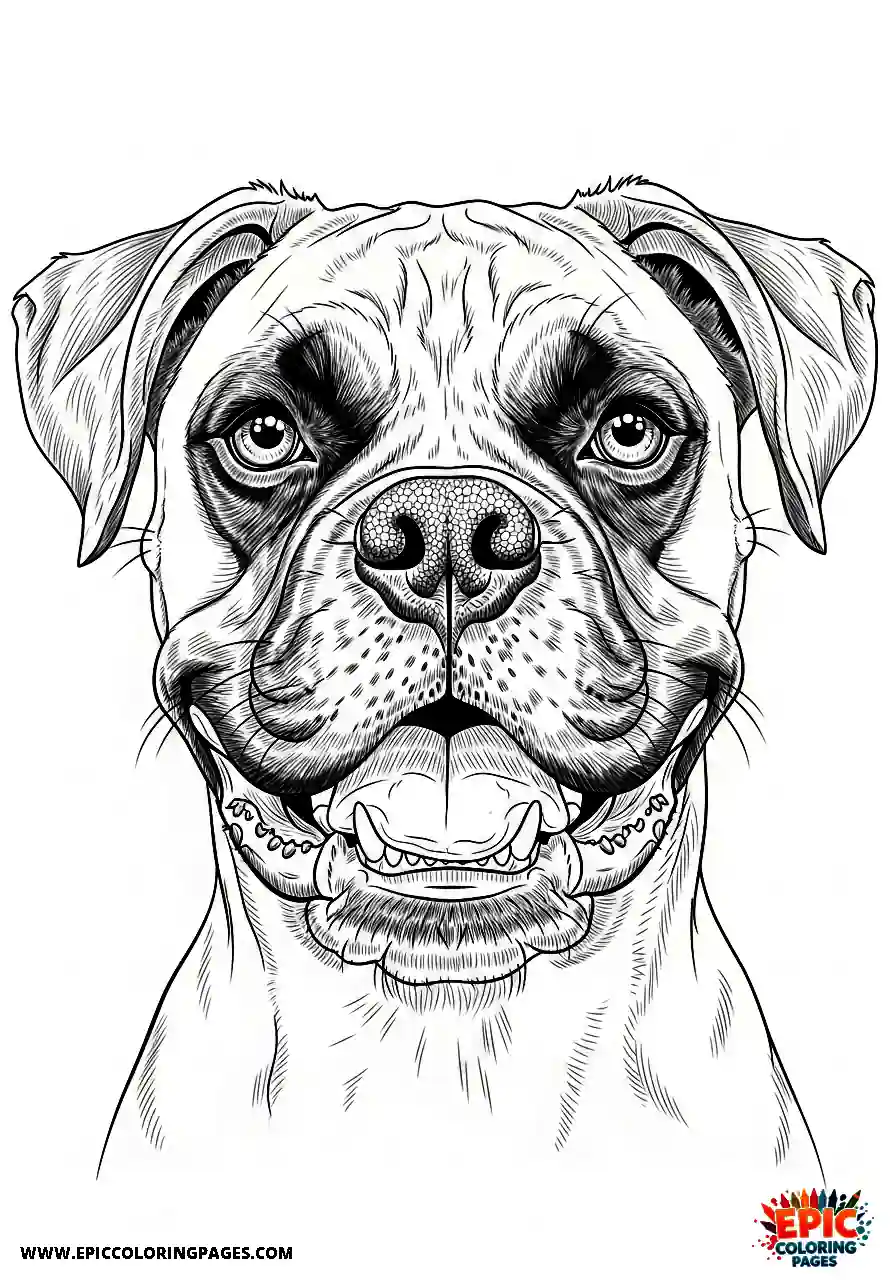 Boxer Close up of a happy expression on a realistic boxer dog