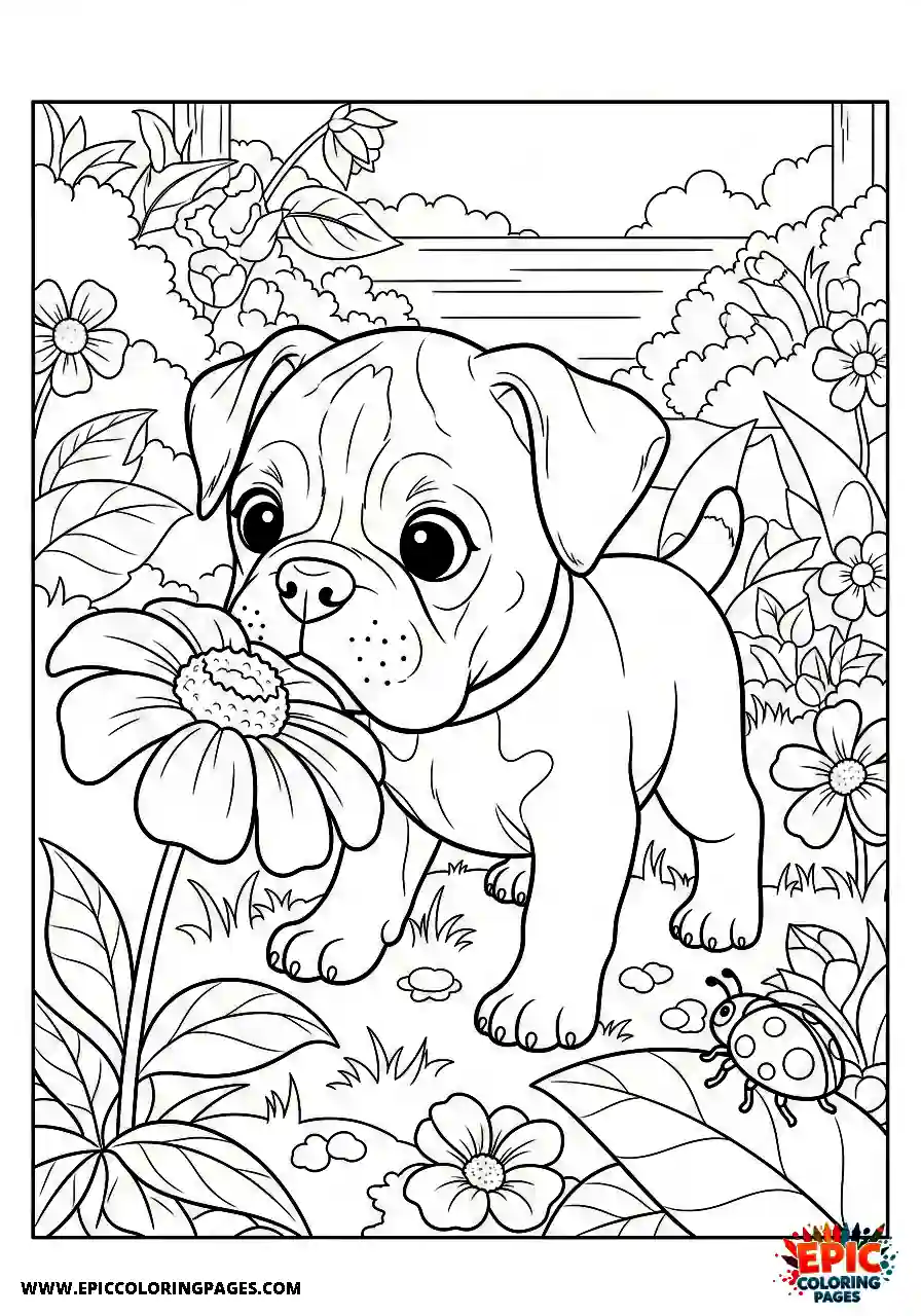 Boxer Curious boxer dog pup smelling nature outdoors