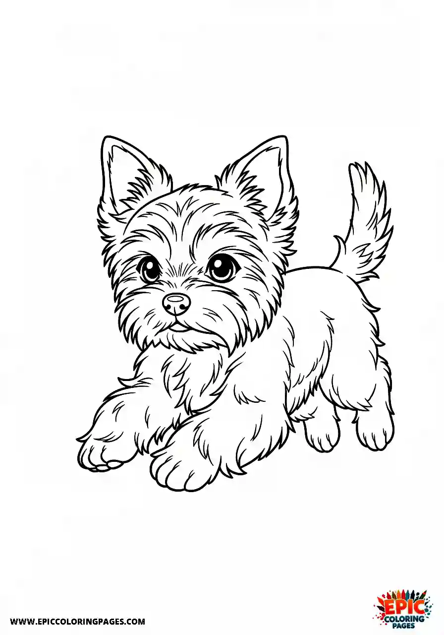 Yorkshire Terrier Dynamic Yorkshire terrier running in anime style