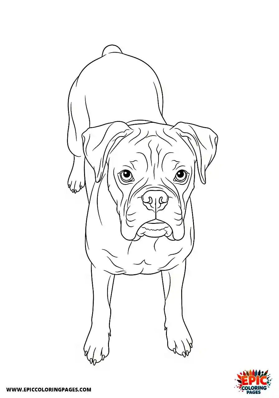 Boxer Full body of a boxer dog viewed directly from above