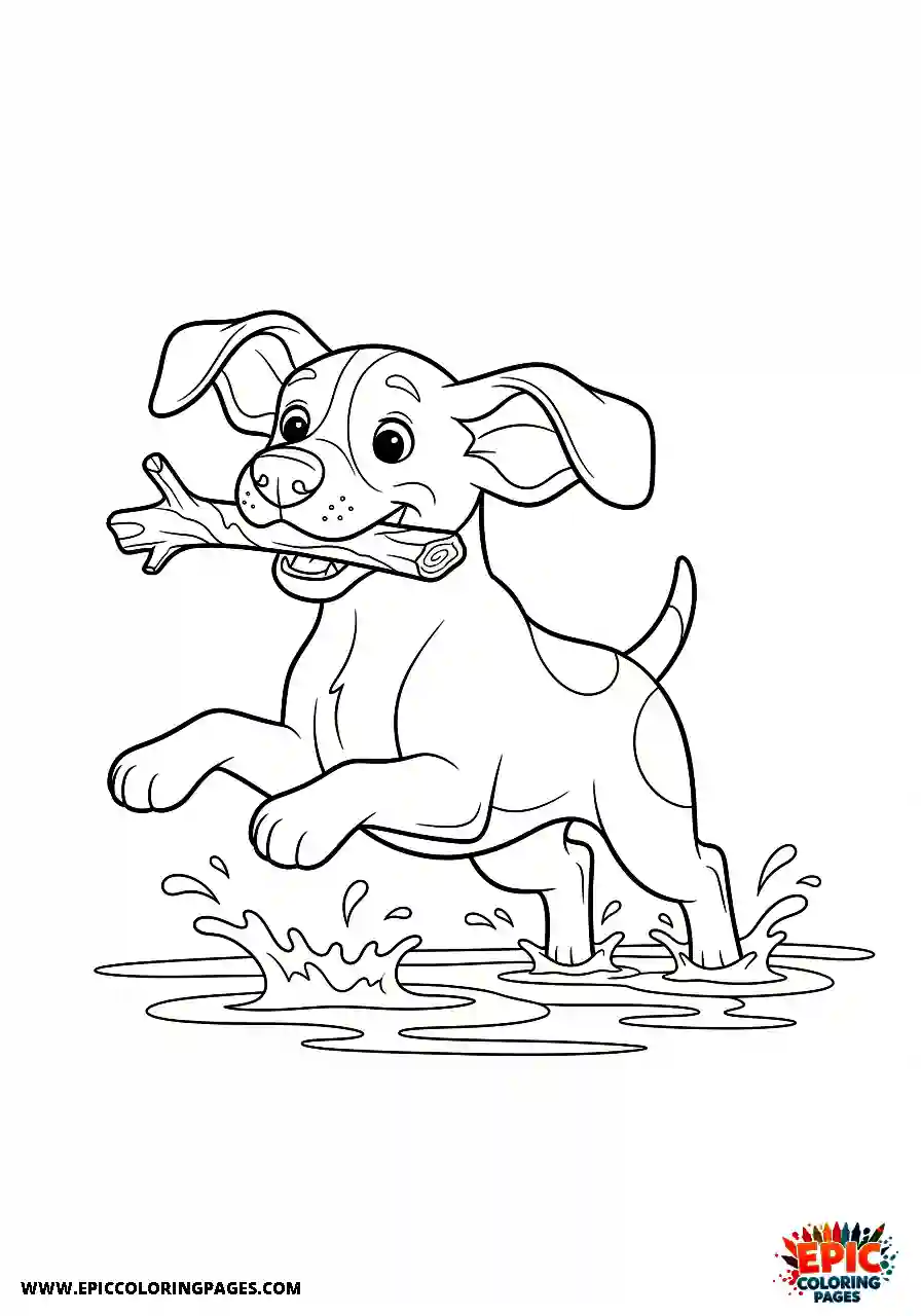 german shorthaired pointer German shorthaired pointer retrieving a wooden branch directly from a splashing river