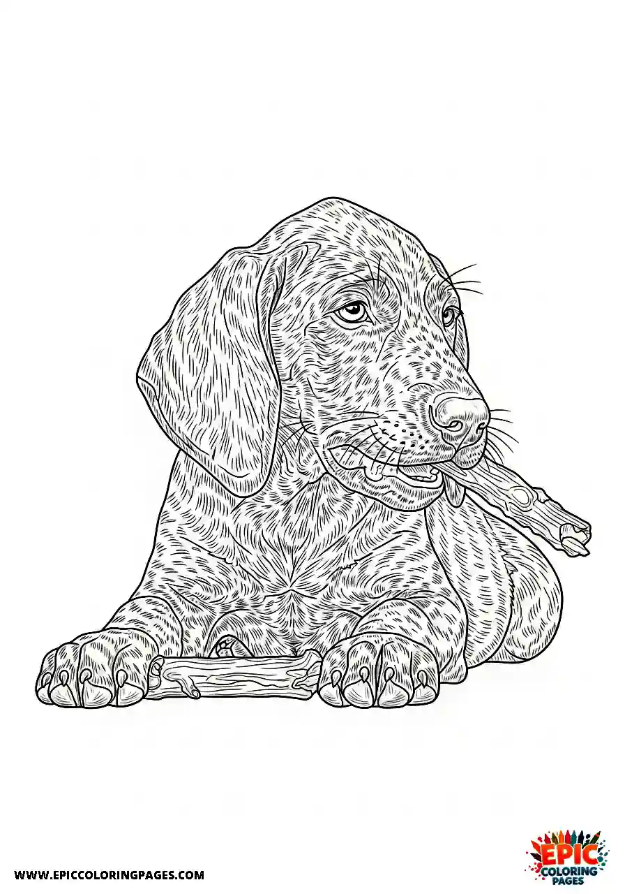 german shorthaired pointer German shorthaired pointer stepping forward while viewed from the back right angle