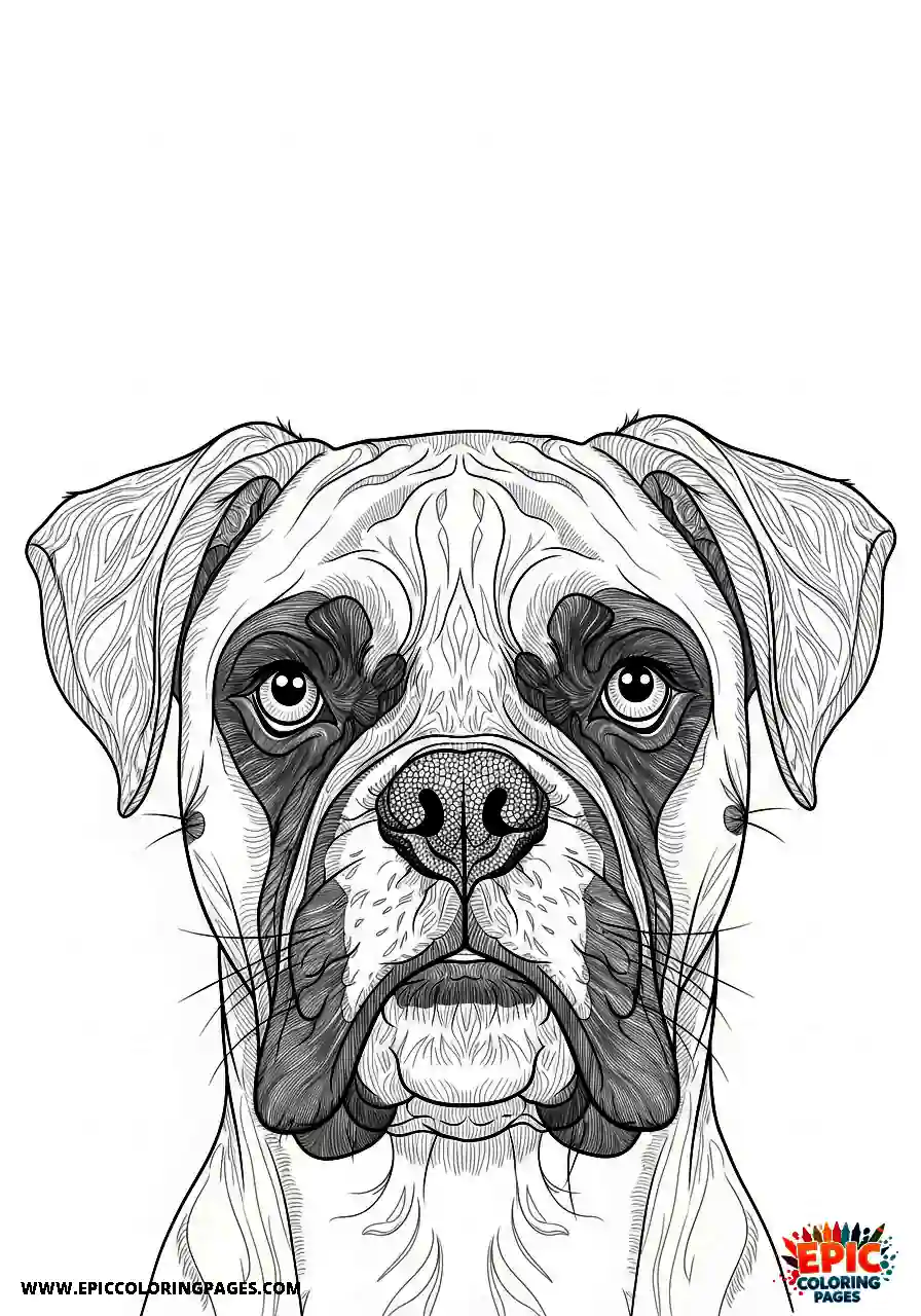 Boxer Highly detailed front facing portrait of a realistic boxer dog