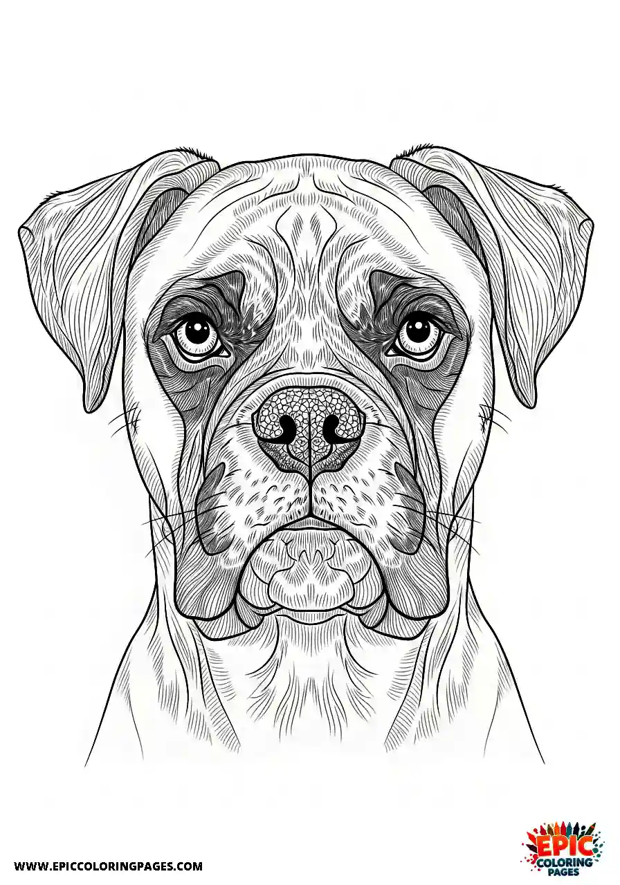 Boxer Intricate forward looking portrait of a realistic boxer dog