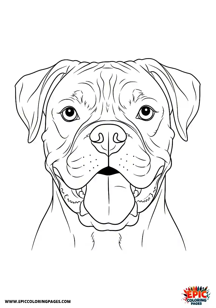 Boxer Joyful front facing expression of a realistic boxer dog