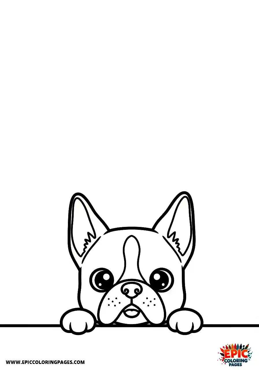 Boxer Kawaii style boxer dog with a cute face peeking from the bottom edge