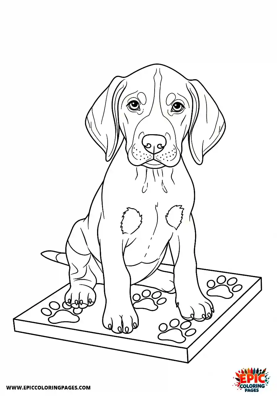 german shorthaired pointer Line art german shorthaired pointer puppy creating a messy painting using paw prints on canvas