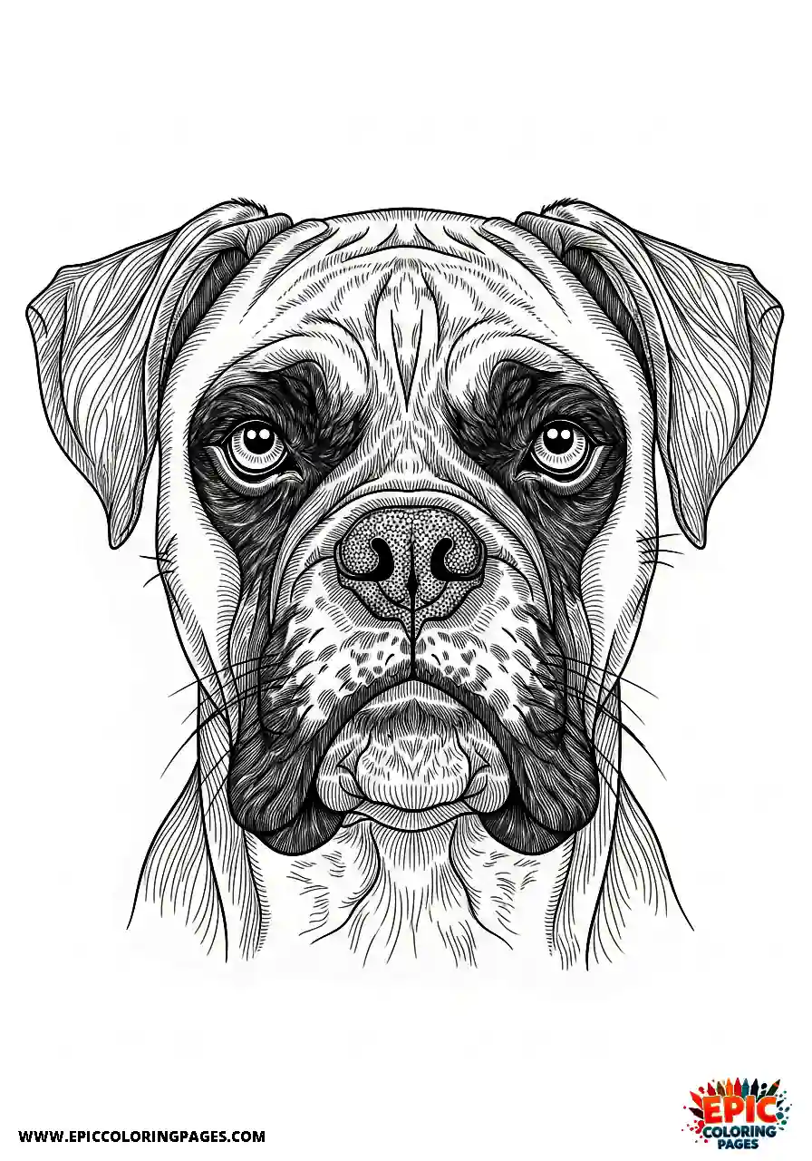 Boxer Portrait of a realistic boxer dog with intense focused eyes