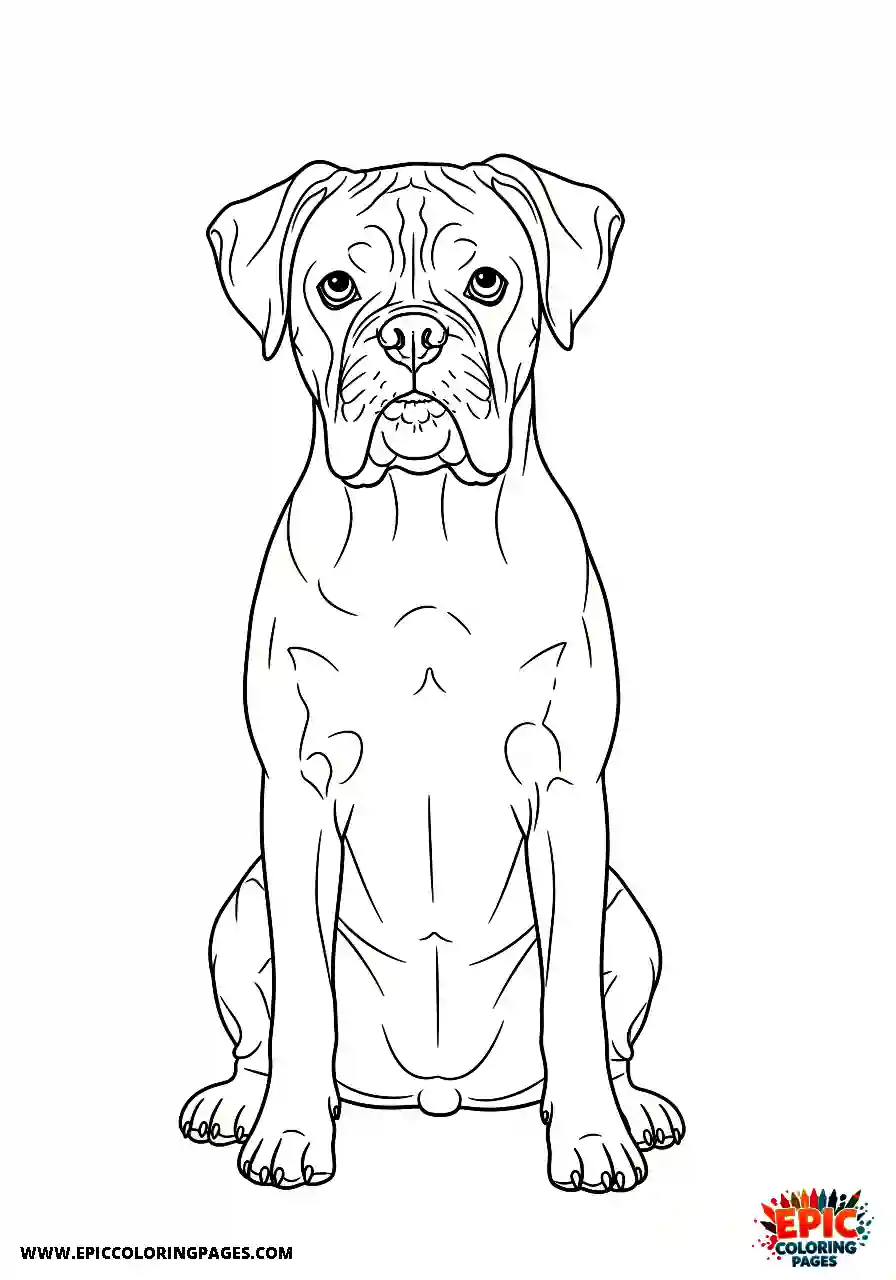 Boxer Realistic boxer dog in an attentive sitting position