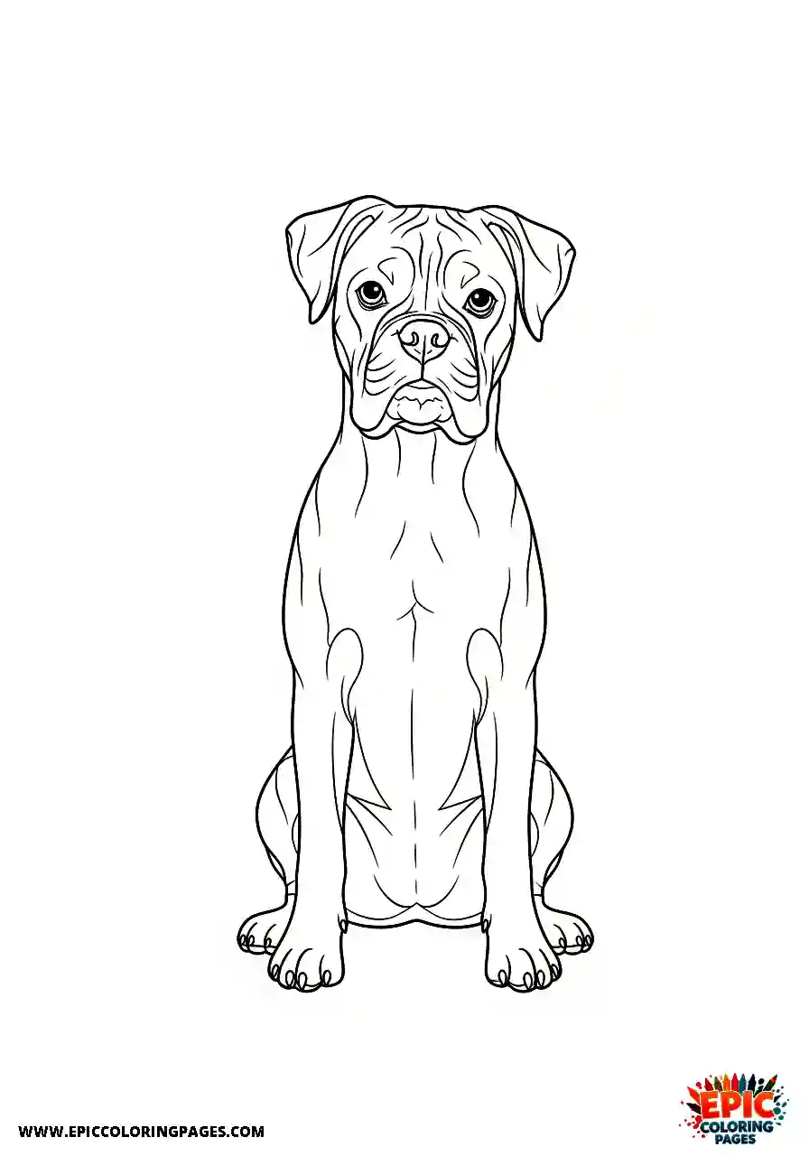 Boxer Realistic boxer dog in a classic sitting stance