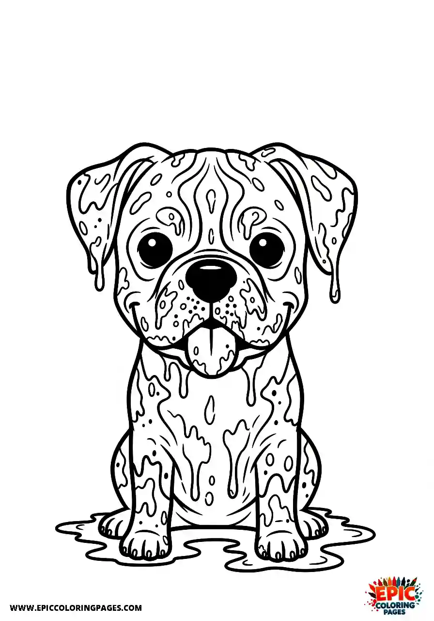 Boxer Realistic boxer dog covered in wet mud while looking happy