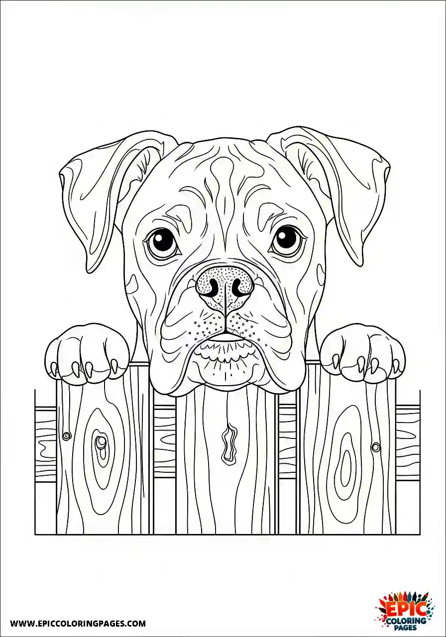 Boxer Realistic boxer dog looking curiously above a tall barrier