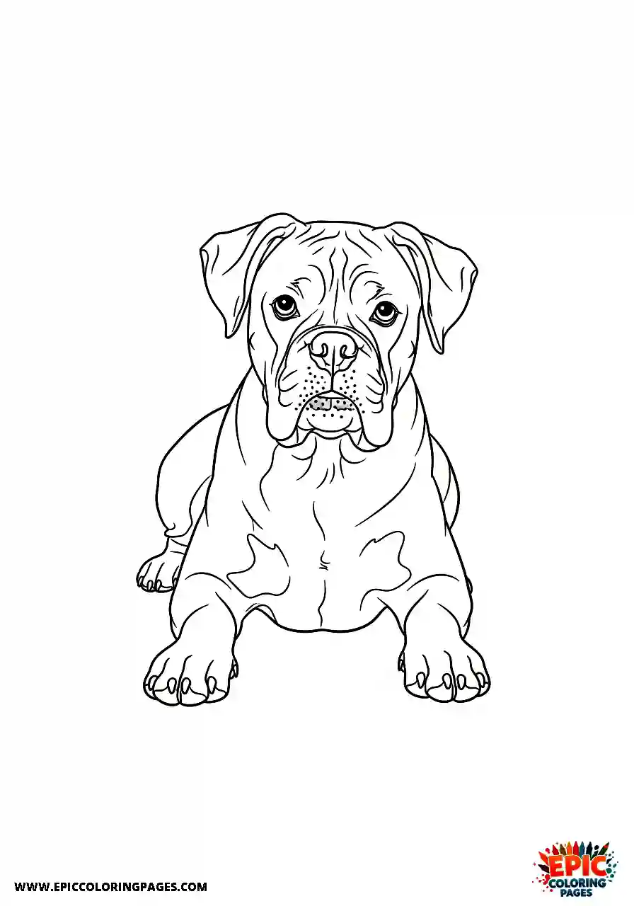 Boxer Realistic boxer dog lying down facing forward