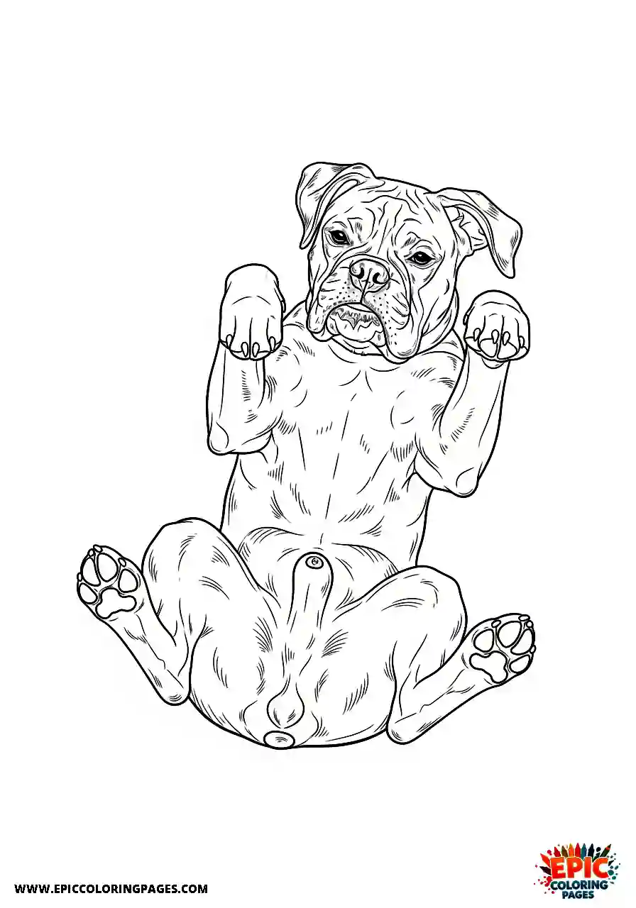 Boxer Realistic boxer dog resting belly up in a peaceful position
