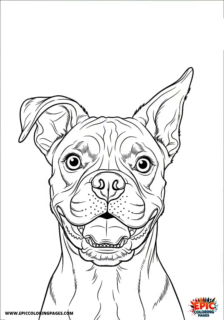 Boxer Realistic boxer dog smiling widely with relaxed back ears