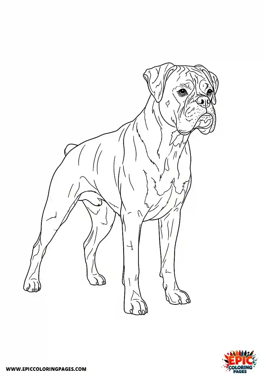 Boxer Realistic boxer dog standing pose in a partial angle