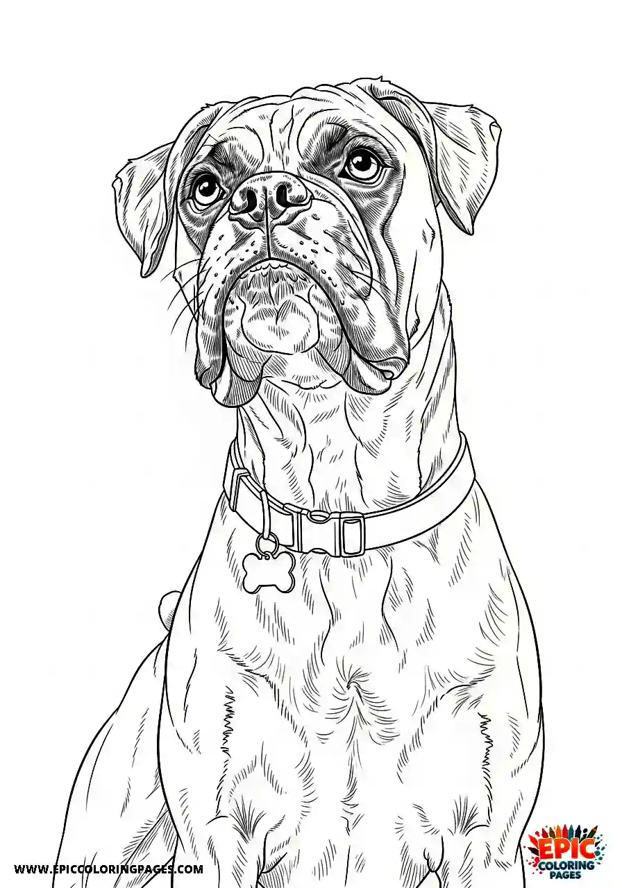Boxer Realistic boxer dog standing tall and strong seen from below