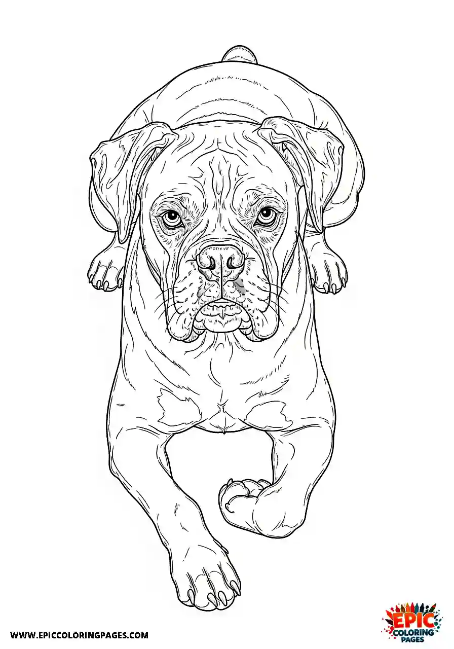 Boxer Realistic boxer dog viewed completely from above