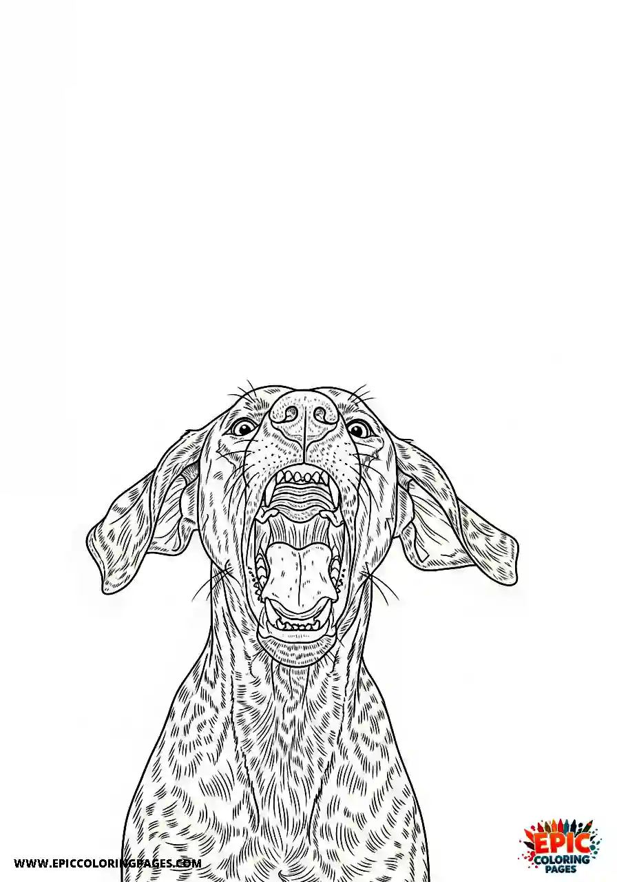 german shorthaired pointer Realistic style german shorthaired pointer barking loudly with sharp canine teeth
