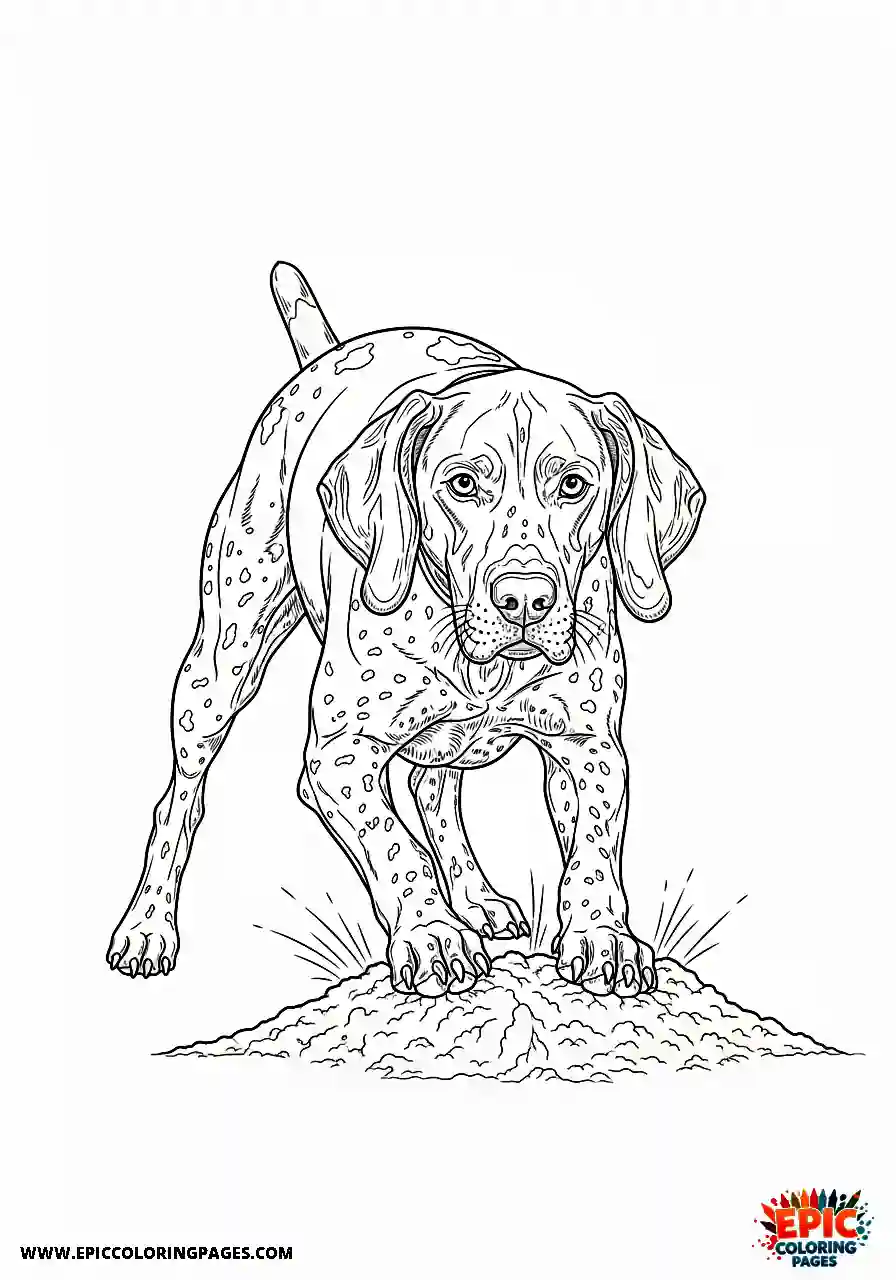 german shorthaired pointer Realistic style german shorthaired pointer extending strong front legs while displacing loose soil