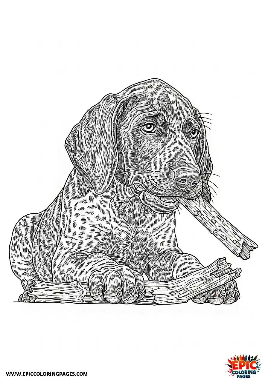 german shorthaired pointer Realistic style german shorthaired pointer walking calmly away captured from a dynamic rear diagonal perspective