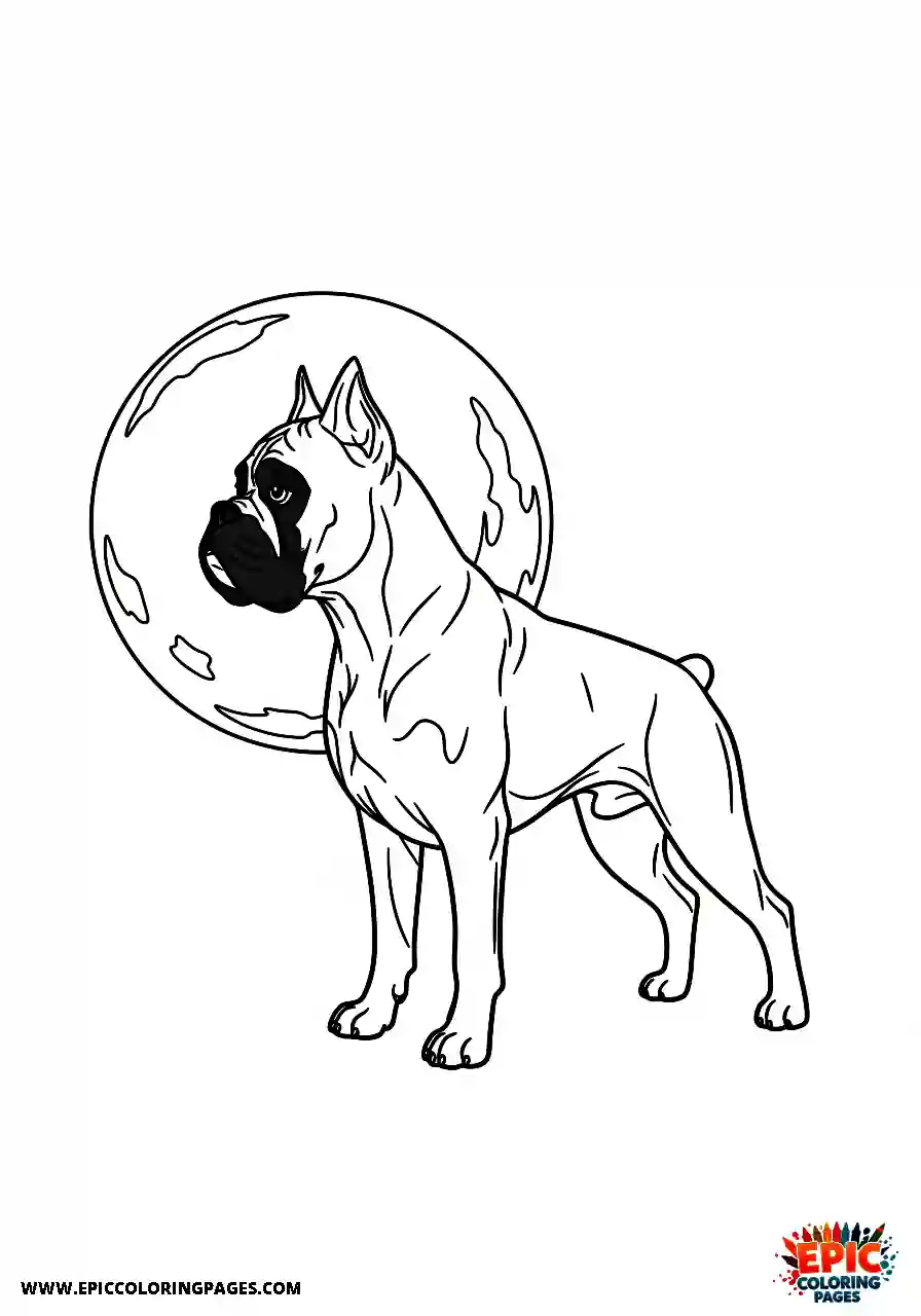 Boxer Side shadow of a boxer dog under the moonlight