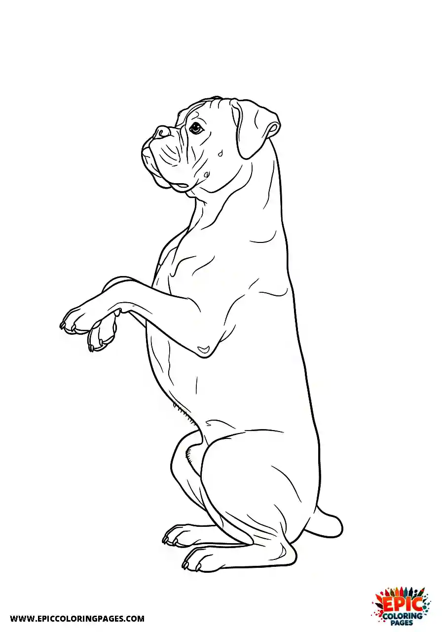 Boxer Side view of a realistic boxer dog sitting in a begging pose
