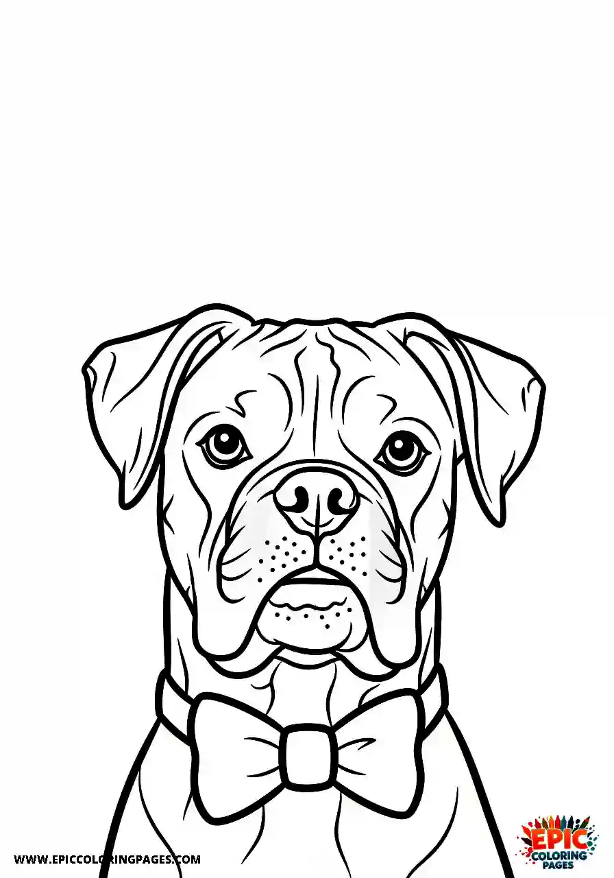 Boxer Simple cartoon style boxer dog wearing a stylish bowtie and looking dapper