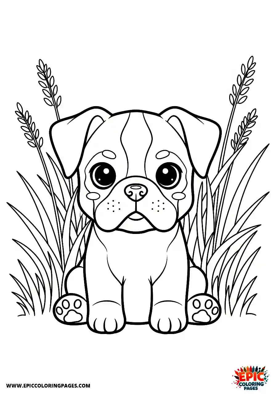Boxer Small boxer dog pup hidden among long meadow blades