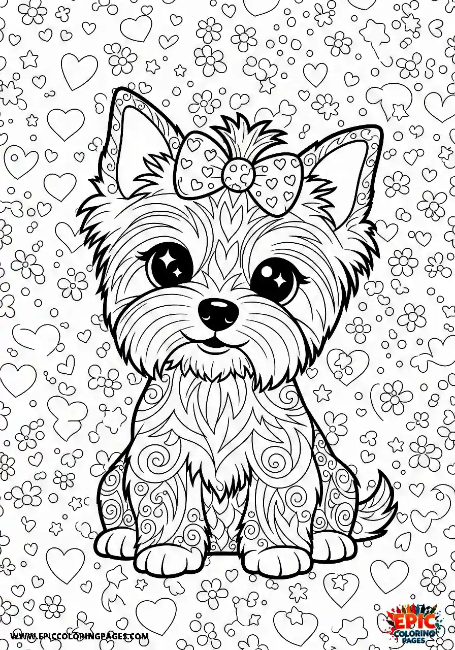 Yorkshire Terrier The Yorkshire terrier decorated with a small ribbon