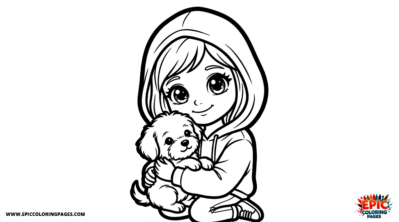 Coloring pages of girls with distinctive features and simple designs, for children to print