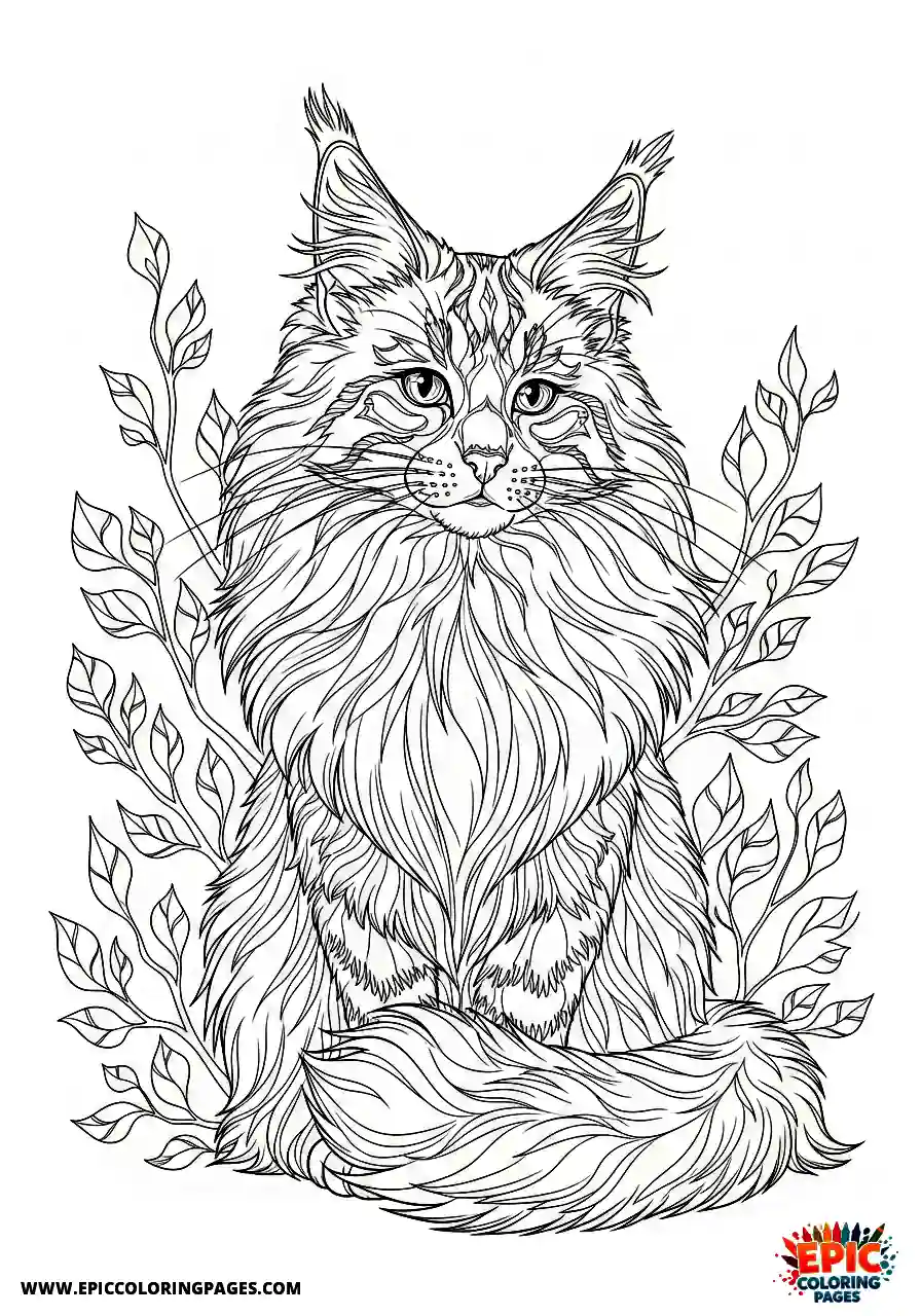 Norwegian Forest anime style norwegian forest cat with a contemplative gaze