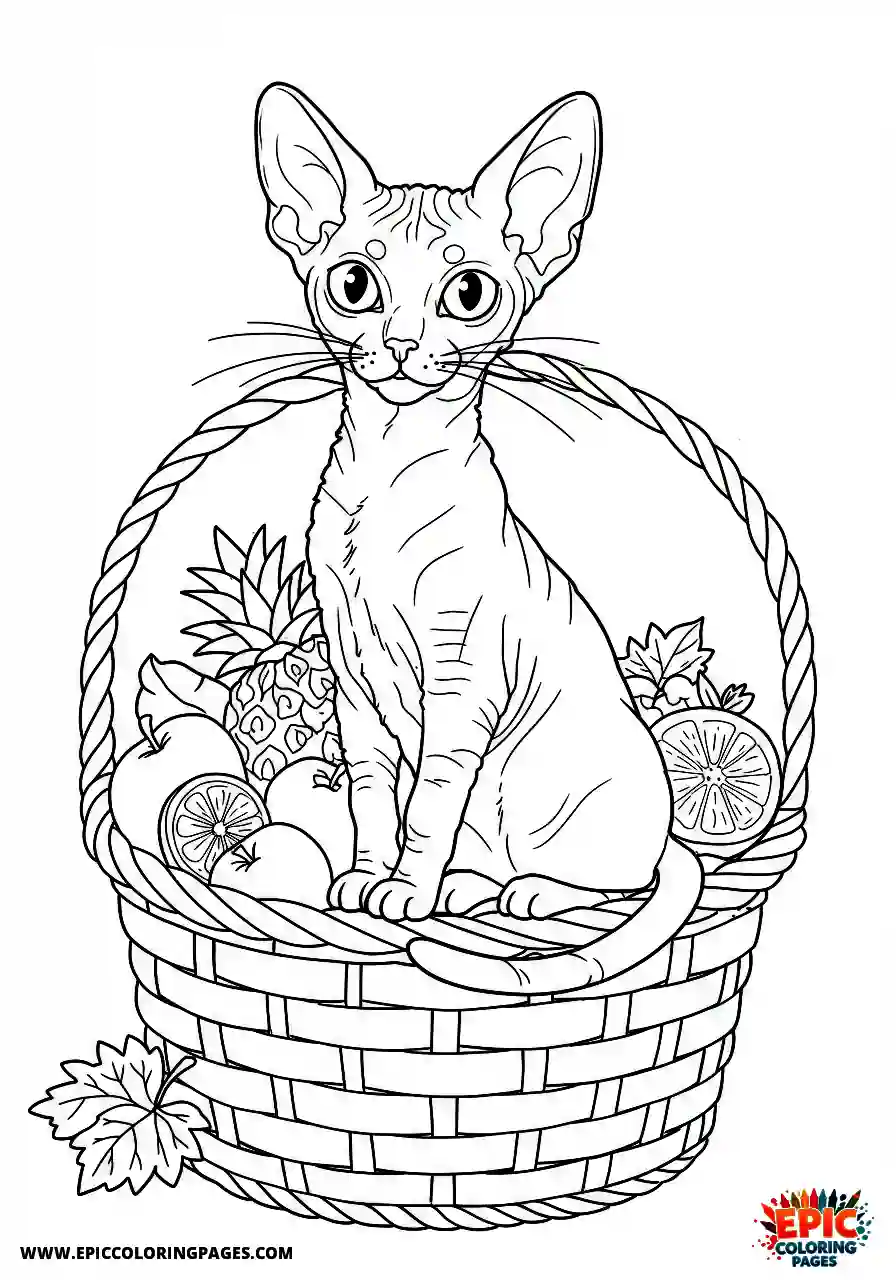 Cornish Rex A cornish rex positioned in a harvest basket