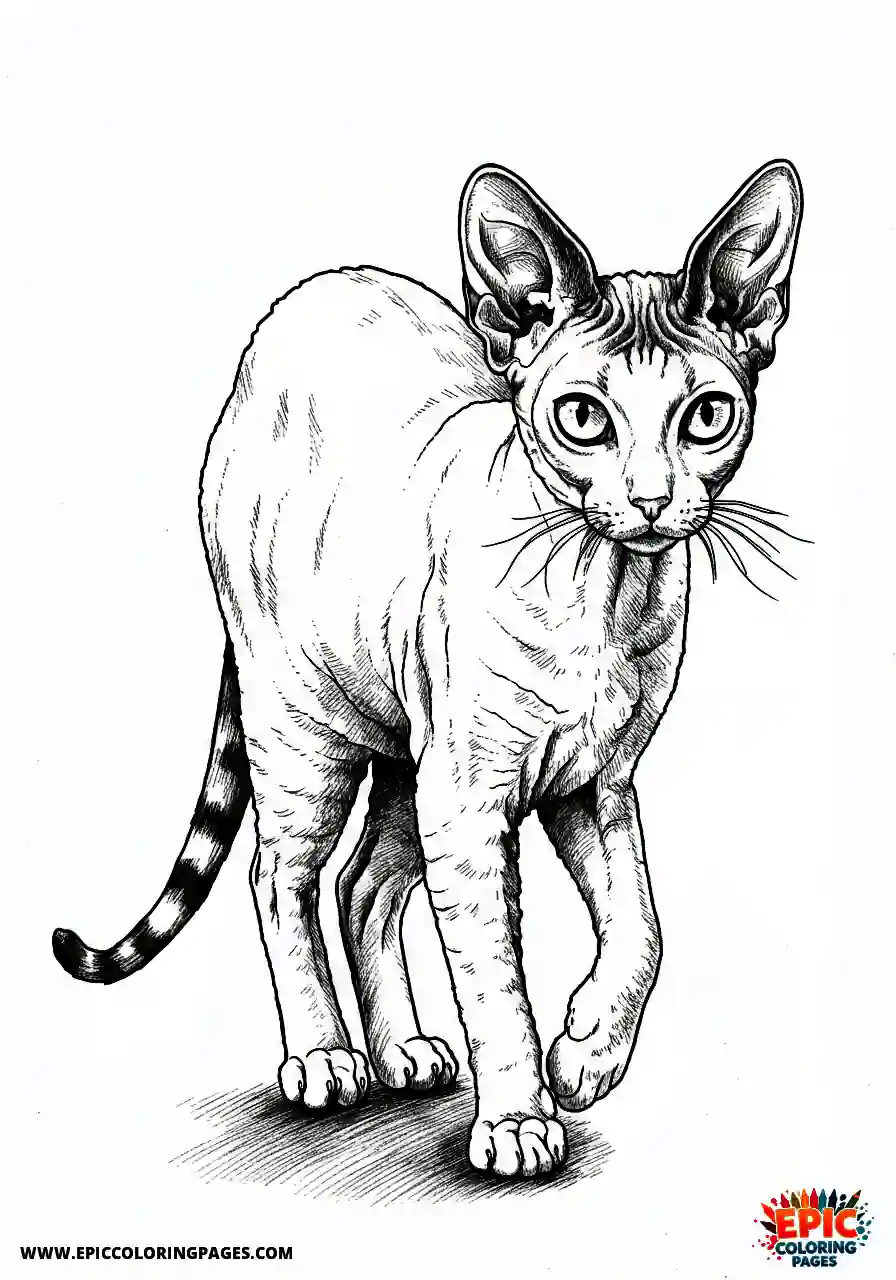Cornish Rex Cornish rex walking elegantly from a bottom view