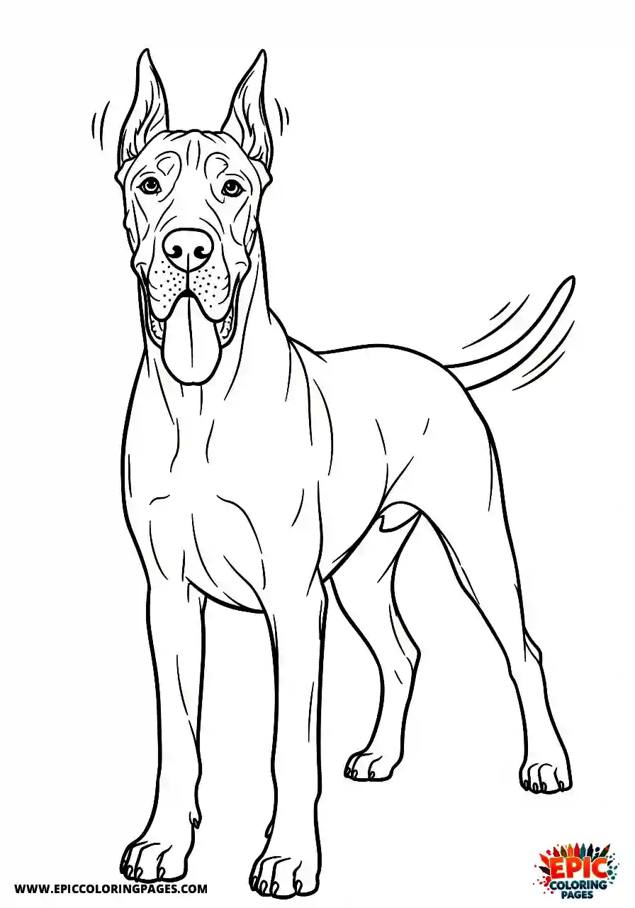 Great Dane A kawaii style great dane cute dog panting happily