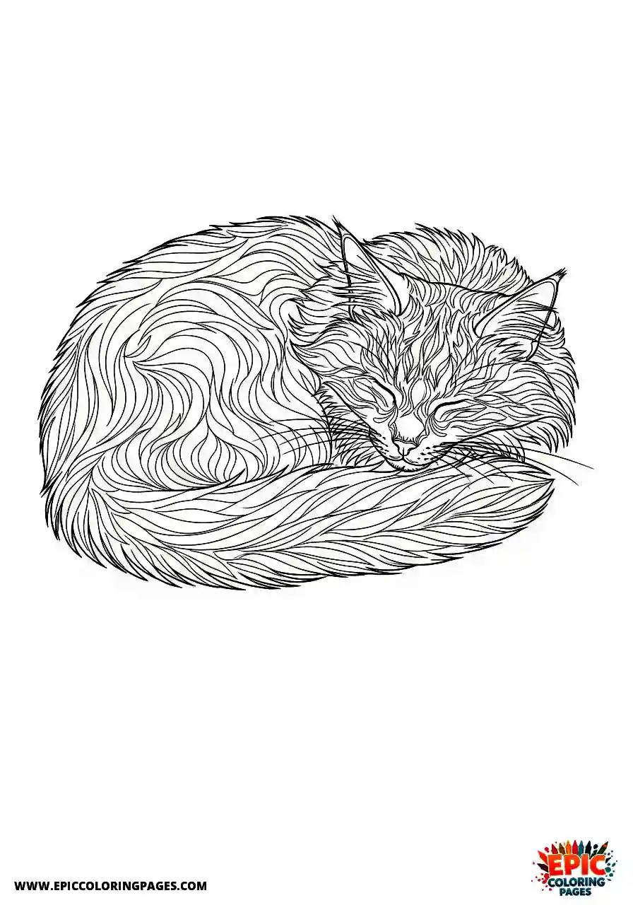 Norwegian Forest realistic norwegian forest cat resting calmly in deep slumber