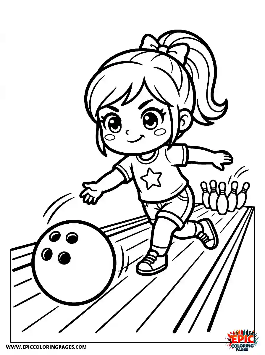 Chibi Girl Adorable chibi girl aiming for a strike at the bowling alley