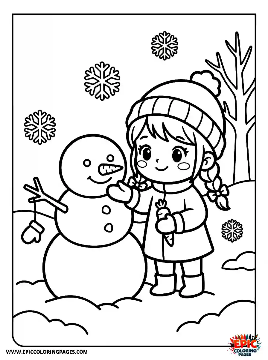 Chibi Girl Adorable chibi girl building a snowman