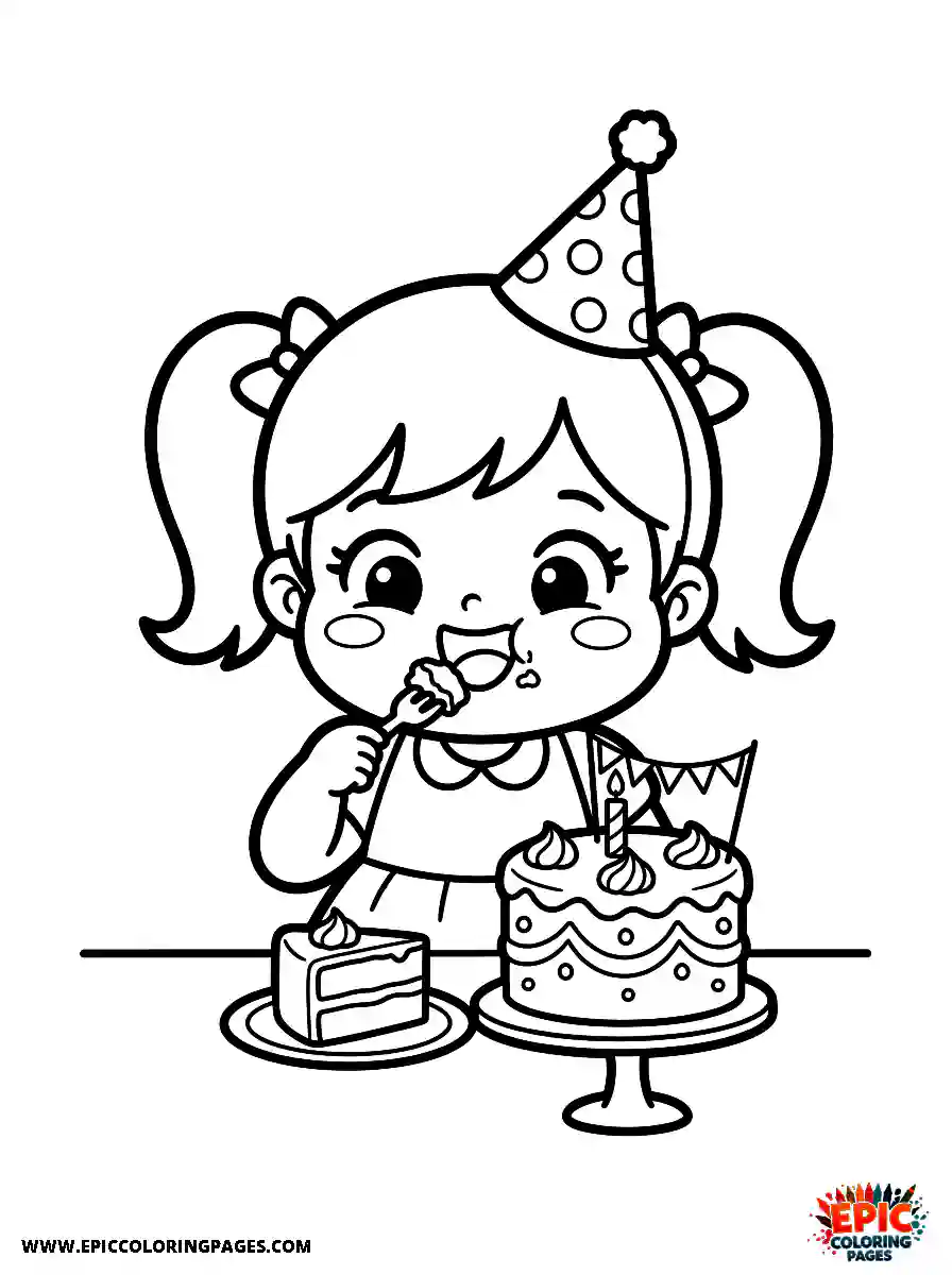 Chibi Girl Adorable chibi girl celebrating with a sweet birthday cake